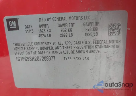 2016 Chevrolet Cruze Limited Ls Auto z USA, uszkodzony, nr VIN 1G1PC5SH2G7208977